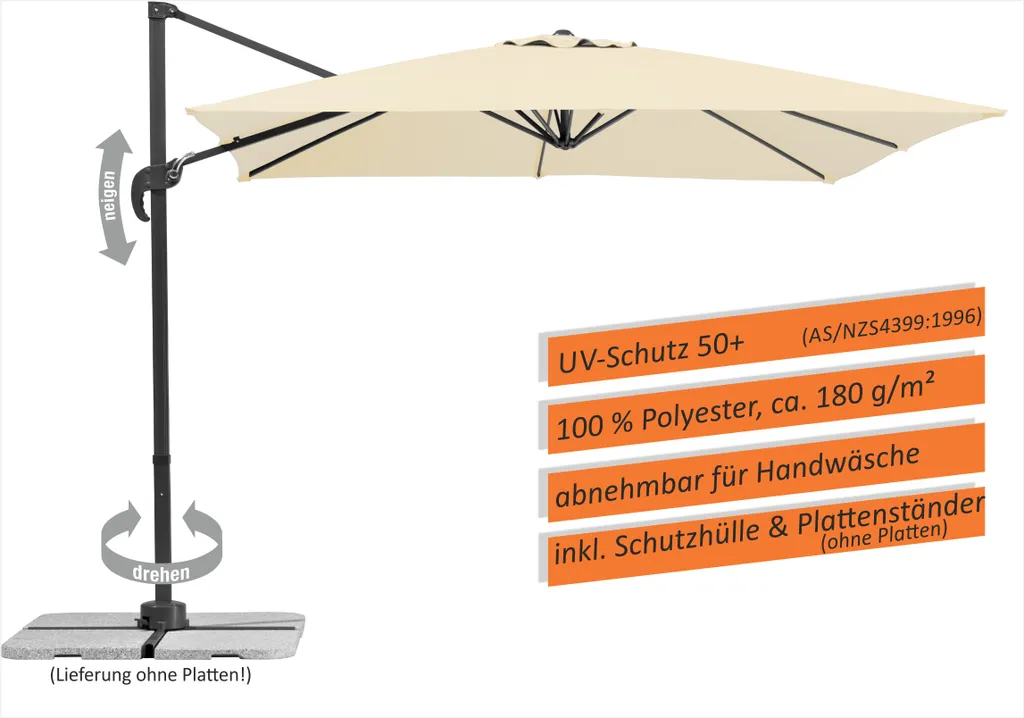 Schneider Sonnenschirm Rhodos Junior 270x270 cm natur 786-02